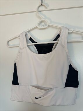 Nike White and Black Crop Sports Bra
